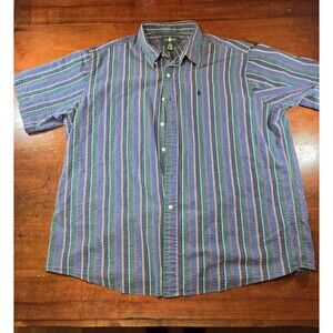 Vintage Hunt Club Shirt Mens XXL Seersucker Striped Short Sleeve Y2k 90s 80s